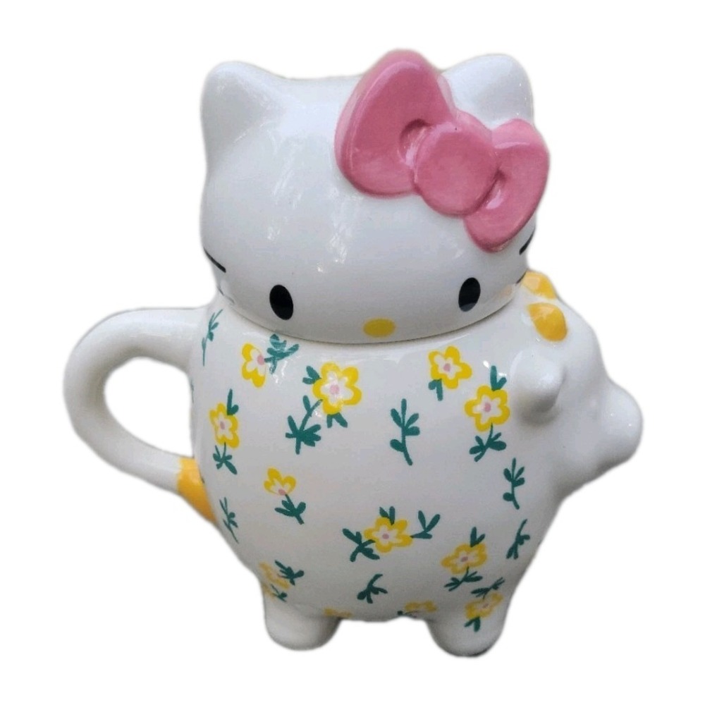 Hello Kitty Ceramic Cookie Jar Floral Pig Jar‎ Mug RARE